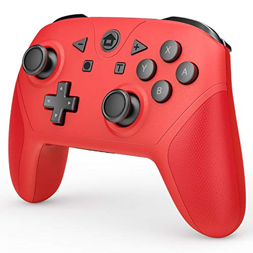 Game Controller Compatible with Switch and Switch Lite  Wireless Pro Controller Gamepad Remote Joystick with NFC  Wakeup  Turbo  Dual Vibration and Motion Control Function  Red