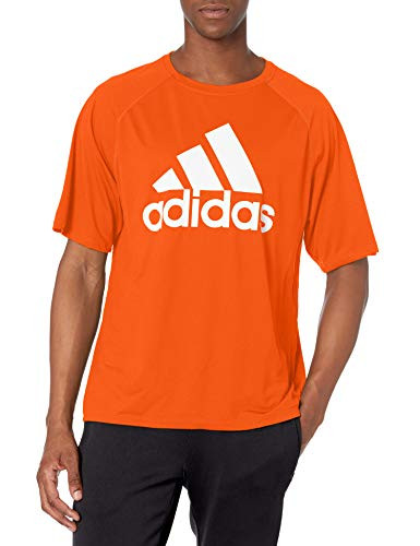 adidas mens Short Sleeve Clima Tee Collegiate Orange White Small