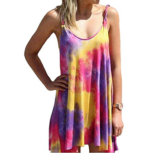 Quealent Tie Dye Dresses for Women Causal Summer Sleeveless T Shirt Short Dress Floral Print Tank Mini Dress Purple Quealent Tie Dye Dresses for Women Causal Summer Sleeveless T Shirt Short Dress Floral Print Tank Mini Dress Purple