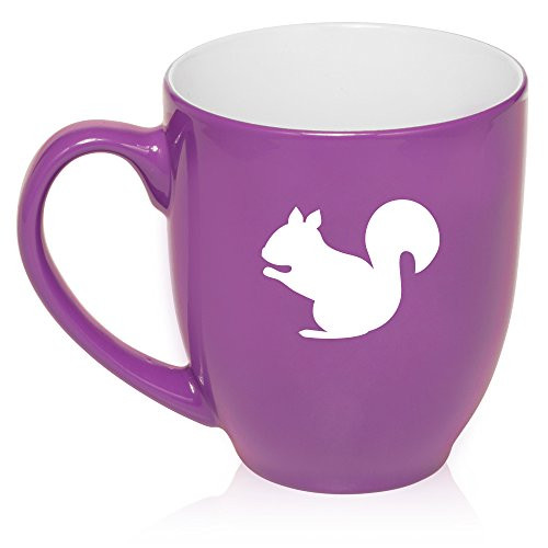 16 oz Large Bistro Mug Ceramic Coffee Tea Glass Cup Squirrel  Purple
