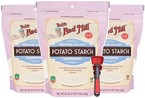 Bob's Red Mill Gluten Free Potato Starch 22 Ounce Bundle with Swivel Measuring Spoons by Westkitch  3 Pack