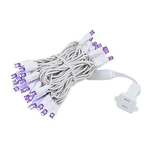 Novelty Lights 50 Light LED Christmas Mini Light Set  Outdoor Lighting Wedding Patio String Lights  Purple  White Wire  11 Feet