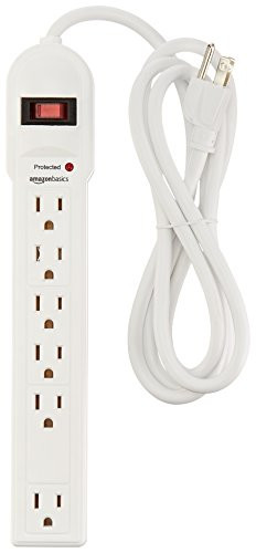 AmazonBasics 6-Outlet Surge Protector Power Strip, 790 Joule - White