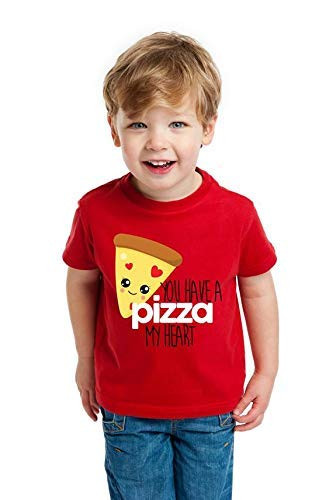 Valentine's Day Shirt for Kids or Toddlers  Pizza Design Red T-Shirt  Cute Funny Valentine Shirt for Boys or Girls