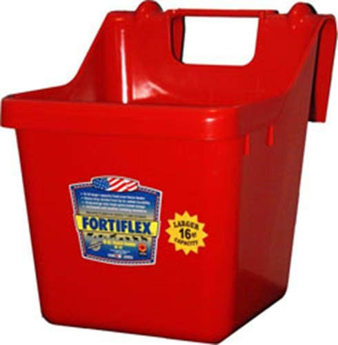 Fortiflex Hook Over Fence Feeder for Dogs Cats and Horses  16-Quart  Red