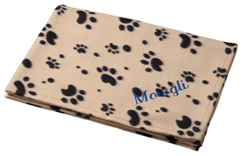 Miles Kimball Personalized Paw Print Pet Blanket  Blue Embroidery