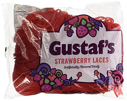 Gustaf's Strawberry Red Licorice Laces - 2 Lb. Bag - PACK OF 2 Gustaf's Strawberry Red Licorice Laces - 2 Lb. Bag - PACK OF 2