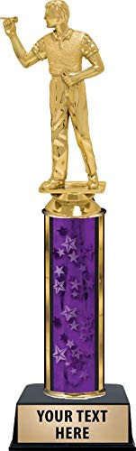 Crown Awards Darts Male Trophies  Personalized Purple Darts Male Trophy with Custom Engraving Prime