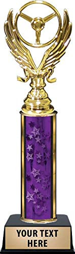 Crown Awards Winged Driving Wheel Trophies  Personalized Purple Winged Driving Wheel Trophy with Custom Engraving Prime