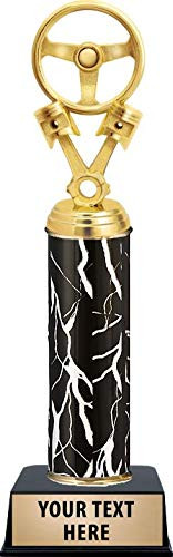 Crown Awards Auto Wheel Engine Parts Trophies  Personalized Black Lightning Safe Driving Trophy  Custom Engraving Included Prime