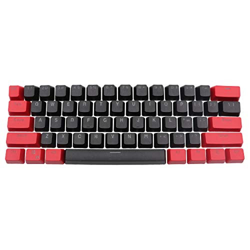 WHYSP 61 Keycaps 60 Percent  Red and Black Keycaps Set PBT OEM Costume Ducky Keycap with Key Puller for Cherry MX Switches GH60 RK61 Anne Pro 2 Poker Mechanical Gaming Keyboard  US Layout