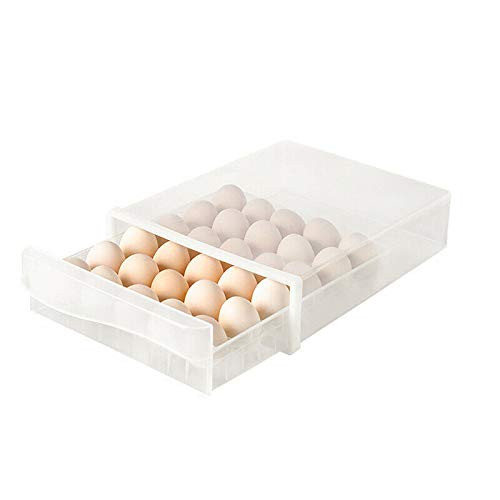HappyBeeYo 30 Grid Egg Holder for Refrigerator  Fresh Egg Storage Box for Fridge  Drawer Type Egg Container Case