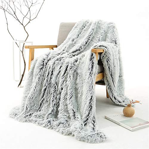YOU SA Shaggy Longfur Faux Fur Throw Blanket Microfiber Blanket for Couch Bed Chair Photo Props Grey Based 51''x63'' YOU SA Shaggy Longfur Faux Fur Throw Blanket Microfiber Blanket for Couch Bed Chair Photo Props Grey Based 51''x63''