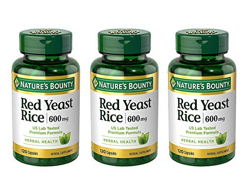 Nature's Bounty Red Yeast Rice 600mg  360 Capsules Pack of 3