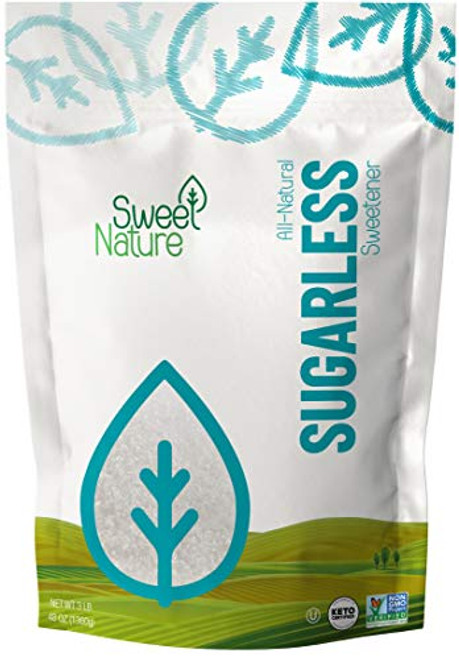 Sweet Nature Sugarless Erythritol and Stevia Blend Sweetener 3 LB  48 ounces