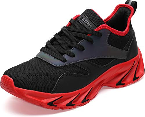 BRONAX Men's Casual Tennis Running Sneakers  Size 12 Walking Shoes for Gym Sport Fitness Workout Athletic Lightweight Zapatillas de Tenis para Hombre for Male Black Red 47