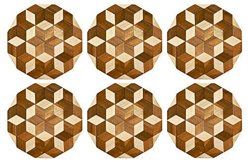 Natural Wooden Trivets Coasters Table Protector - Pack of 6 - Large Wood Trivet Coaster for Hot Pans and Pots Mat for Hot Dish Natural Wooden Trivets Coasters Table Protector - Pack of 6 - Large Wood Trivet Coaster for Hot Pans and Pots Mat for Hot Dish