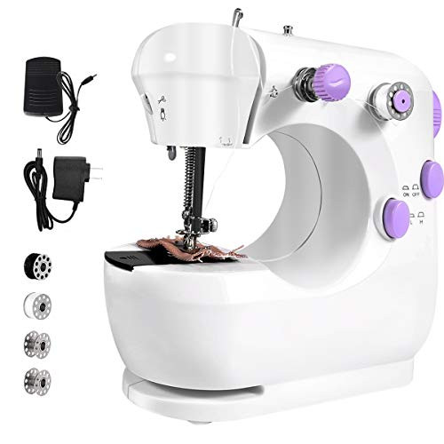 Mini Sewing Machine  Portable Electric Sewing Machine with Stitch Applications  and  Easy Stitch  Sewing Machine for Beginners and Children Double Thread and Free Arm  Adjustable 2-Speed with Foot Pedal