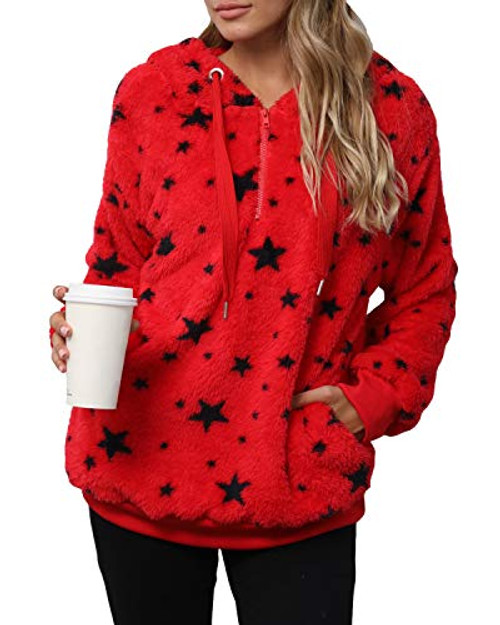 ReachMe Womens Tie Dye Oversized Sherpa Pullover Hoodie with Pockets Fuzzy Fleece Sweatshirt Fluffy Coat Red XL ReachMe Womens Tie Dye Oversized Sherpa Pullover Hoodie with Pockets Fuzzy Fleece Sweatshirt Fluffy Coat Red XL