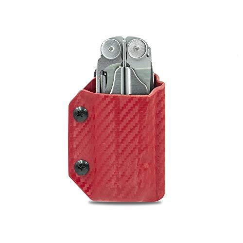 Kydex Multitool Sheath for LEATHERMAN WAVE  and  WAVE Plus PLUS - Made in USA - Multi Tool Sheath Holder Cover Belt Pocket Holster - Multi-tool not included  Carbon Fiber Red