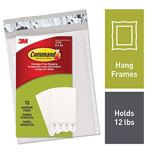 Command Narrow Picture Hanging Strips, White, 12-Pairs (PH207-12NA)
