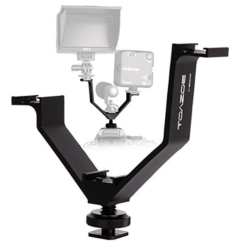 CLOUDSFOTO 12.5cm Metal V-Shape Triple 3 Universal Cold Shoe Mount Bracket for Canon Nikon Sony Pentax Olympus DSLR Camera or Camcorder Accessory Such as LED Video Light Microphone Monitor Flash etc.