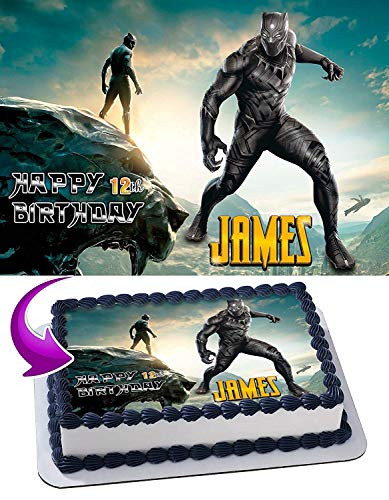 Black Panther Edible Image Cake Topper Party Personalized 1 4 Sheet