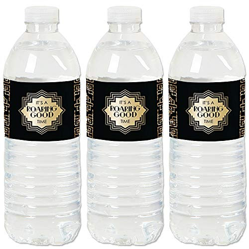 Roaring 20's - 1920s Art Deco Jazz Party Water Bottle Sticker Labels - Set of 20
