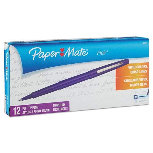 Point Guard Flair Porous Point Stick Pen  Purple Ink  Medium  Dozen  Sold as 12 Each