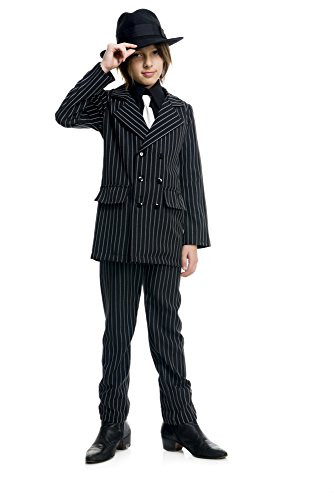 Charades Gangster Suit Children's Costume  Large  Black White