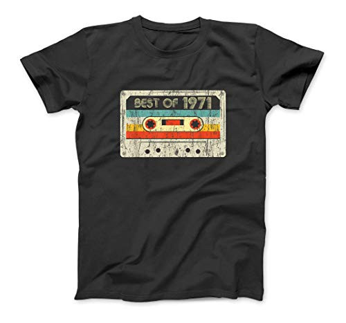50th Birthday Gifts Best of 1971 Retro Cassette Tape Vintage T-Shirt Black
