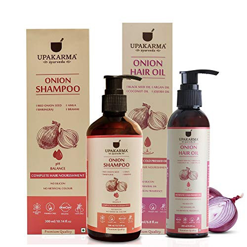 UPAKARMA Black Seed Onion Hair Oil 200ml and Red Onion Shampoo 300ml Hair Care Kit For Strong Hair  Oil Plus Shampoo Ultimate Combo