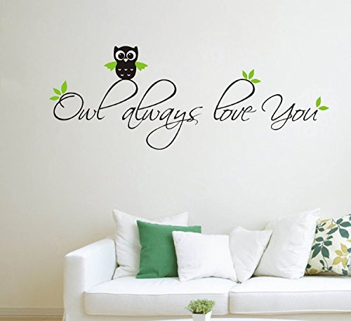 ALiQing Owl Always Love You Cute Nursery Vinyl Wall Quotes Art Sayings Stickers Decals