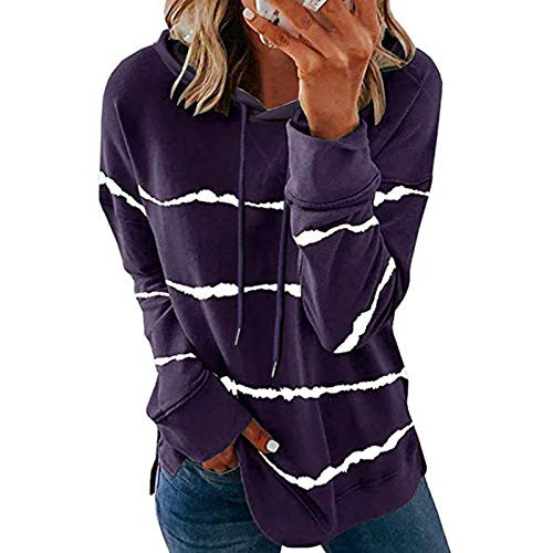 Womens Long Sleeve Tops Women's Long Sleeve Tie Dye Shirt Tops Comfy Crewneck Pullover Sweatshirt Purple