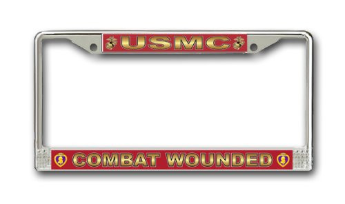 MilitaryBest Combat Wounded' U.S. Marine Corps Purple Heart License Plate Frame