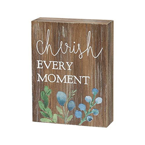 Collins Painting Inspirational Wood Grain Mini Block Sign, 4" (Cherish Every Moment)