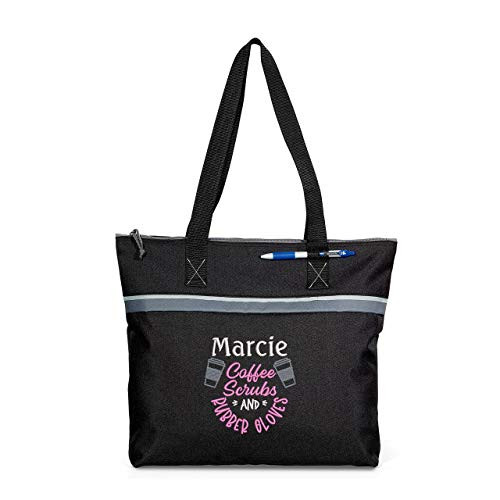 Coffee Scrubs and Rubber Gloves Nurse  RN  LPN  LVNPersonalized Embroidered Small Beach Tote
