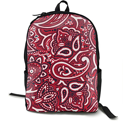 NiYoung Men's Backpack Multipurpose Laptop Backpack Stylish Paisley Bandana Red Bookbag for Sports Outdoors Running Travel Durable Backpack