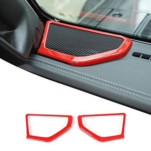 RT-TCZ A Pillar Speaker ABS Trim Cover Ring Decoration Interior Accessories for 2018 2019 2020 Jeep Wrangler JL JLU  and  2020 Jeep Gladiator JT  Red