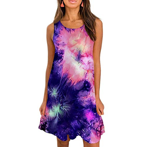 Quealent Womens Summer Dresses Tie Dye Dresses Causal Sleeveless Loose T Shirt Short Dress Tank Mini Dress Purple Quealent Womens Summer Dresses Tie Dye Dresses Causal Sleeveless Loose T Shirt Short Dress Tank Mini Dress Purple