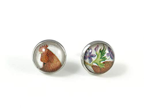 Rhode Island Violet and Rhode Island Red Earrings