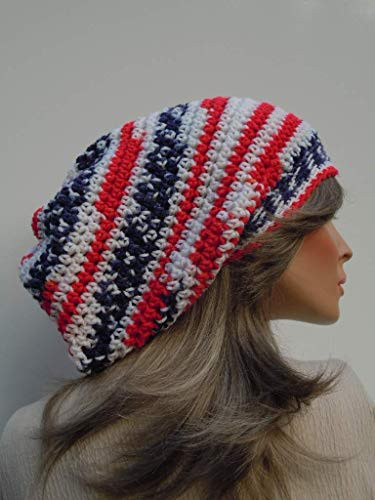 SALE - Patriotic Tam  Dreadlock Tam  Rasta Tam Cap  Hippie Hat  Bag Hat  Red White Blue Tam  Rasta Hat  Patriotic Rasta Hat