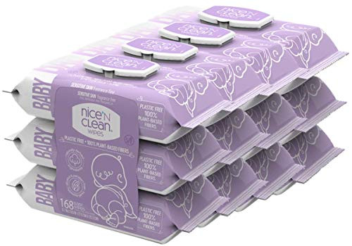 Nice 'n Clean Unscented Baby Wipes  672 Total Wipes   Ideal for Sensitive Skin  Hypoallergenic  Plastic-Free  Plant-Based Wet Wipes  Made w  100% Purified Water
