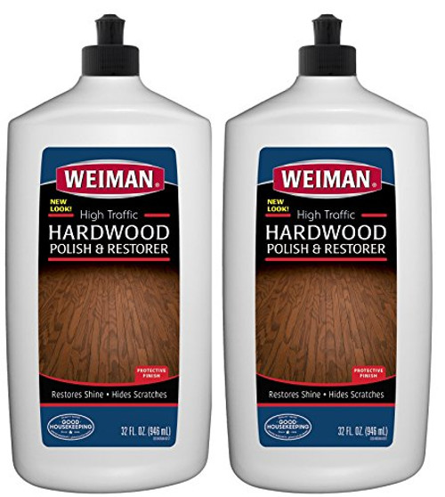 Weiman Wood Floor Polish and Restorer (2 Pack) 32 Ounce - High-Traffic Hardwood Floor, Natural Shine, Removes Scratches, Leaves Protective Layer