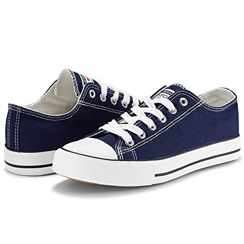 Womens Sneakers Casual Canvas Shoes Classic Low Top Lace up Comfortable Tennis Walking Shoes Navy