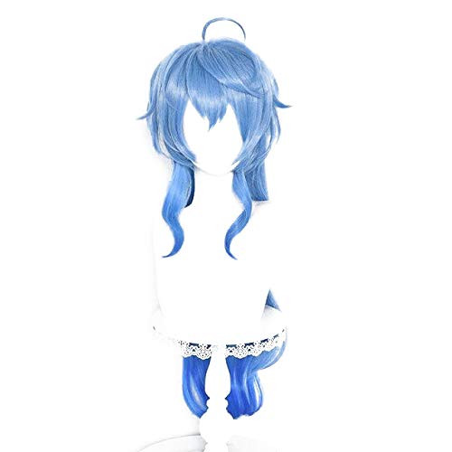 PWEINCY Long Blue Wig for Ganyu Genshin Impact Cosplay Halloween Costume Carnival Party