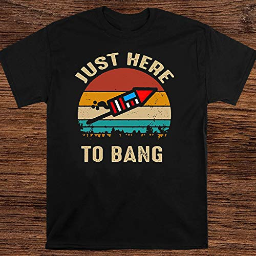 Just Here To Bang Vintage Sunset Firework 4th Of July T-Shirt 1