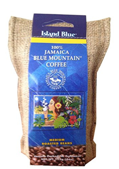 Island Blue 100% Jamaica Blue Mountain Whole Beans Coffee  4oz