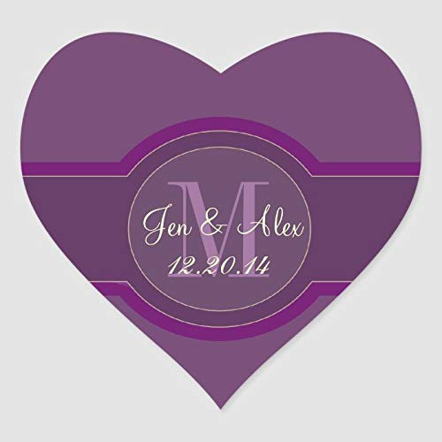 Wedding Packaging Stickers  Purple Wedding Favour Heart Shaped Heart Custom Labels Waterproof Classic Sticker for Envelopes Favors