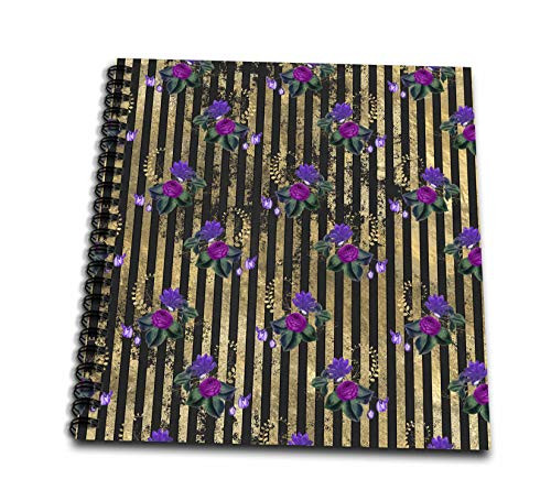 3dRose Glam Image Of Gold and Black Stripes With Pink and Purple. - Drawing Books  db_341239_1